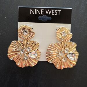 Nine West Gold and Crystal Earrings